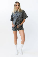 James Polka Dot Tee in Charcoal