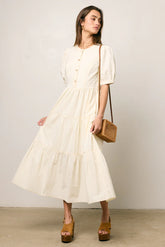 Finey Button Front Maxi Dress in Cream