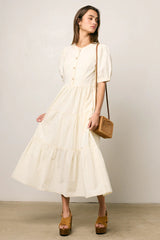 Finey Button Front Maxi Dress in Cream