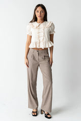 Chrissy Lace Trim Blouse in Cream