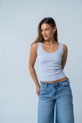 Mackie Lace Trim Tank in Blue