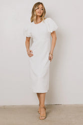 Henry Textured Midi Dress in White