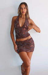 Capri Cove Beaded Mini Skirt Chocolate