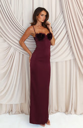 Sweet Petal Maxi Dress Burgundy