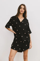 Elia Floral Blouse in Black