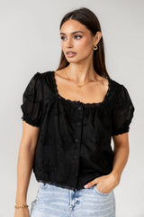 Hadley Embroidered Blouse in Black