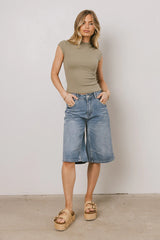 Noel Mock Neck Top in Light Olive