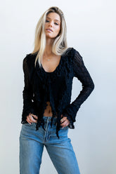 Joy Ruffle Top in Black