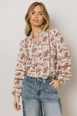 Imann Floral Blouse in Rust
