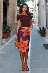 Viva La Vida Midi Skirt Tangerine Twist