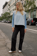 Sierra Lace Trim Blouse in Light Blue