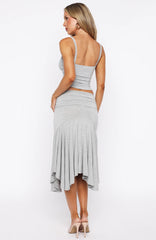 Dressing Up Midi Skirt Grey Marle