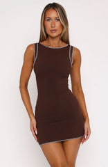 Chill Mode Ribbed Mini Dress Chocolate