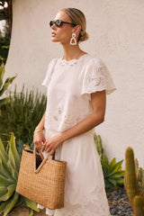 Molly Embroidered Top in White