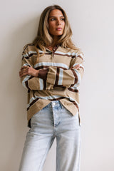 Megan Striped Top in Taupe