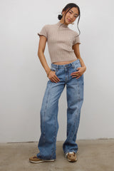 Amara Ribbed Top in Taupe
