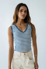 Kylen Striped Tank Top in Blue
