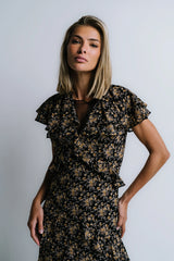 James Ruffle Maxi Dress in Black