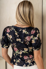 Faith Floral Blouse in Black