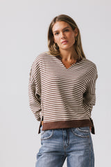 Wells Striped Top in Brown
