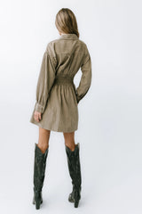 Lonnie Striped Mini Dress in Taupe