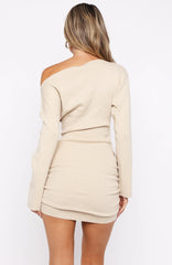 All Over You Long Sleeve Mini Dress Oat