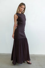 Lindsey Mermaid Maxi Dress in Brown