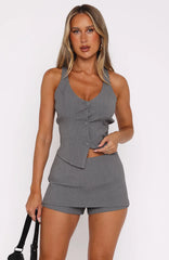 Comes And Goes Mini Skort Charcoal