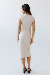 Ivy Fitted Midi Dress in Bone