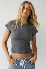 Millie Reverse Seam Top in Blue