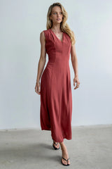 Noah Midi Dress in Berry