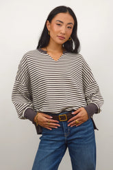 Wells Striped Top in Charcoal
