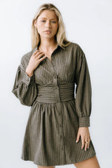 Lonnie Striped Mini Dress in Grey
