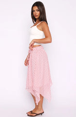 Static Soul Midi Skirt Pink Polka Dot