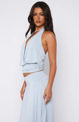 On Display Halter Top Baby Blue