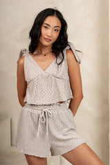 Eliza Floral Knit Tank in Taupe