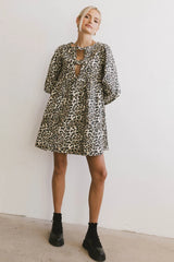 Tyler Peplum Mini Dress in Leopard