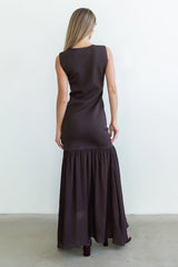 Lindsey Mermaid Maxi Dress in Brown