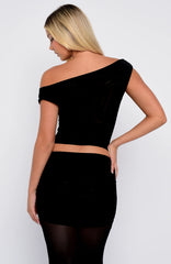 Need Your Heart Off Shoulder Top Black