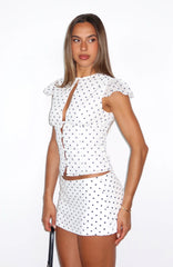 Choose Wisely Top White/Black Polka Dot