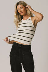 Kamari Striped Tank Top in Olive