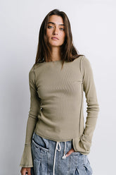 Toby Ribbed Top in Olive