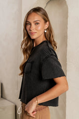 Amaya Knit Tee in Black