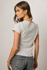 Favor Striped Tee in Grey