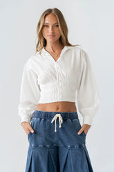 Yena Smocked Blouse in White