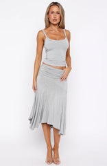 Dressing Up Midi Skirt Grey Marle