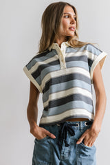 Niko Striped Top in Blue