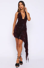 Rose Blush Mini Dress Burgundy