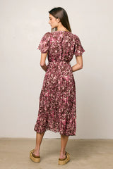 Mary Anne Floral Midi Dress in Brown
