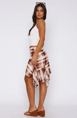 Crazy Romantic Midi Skirt Chocolate Plaid